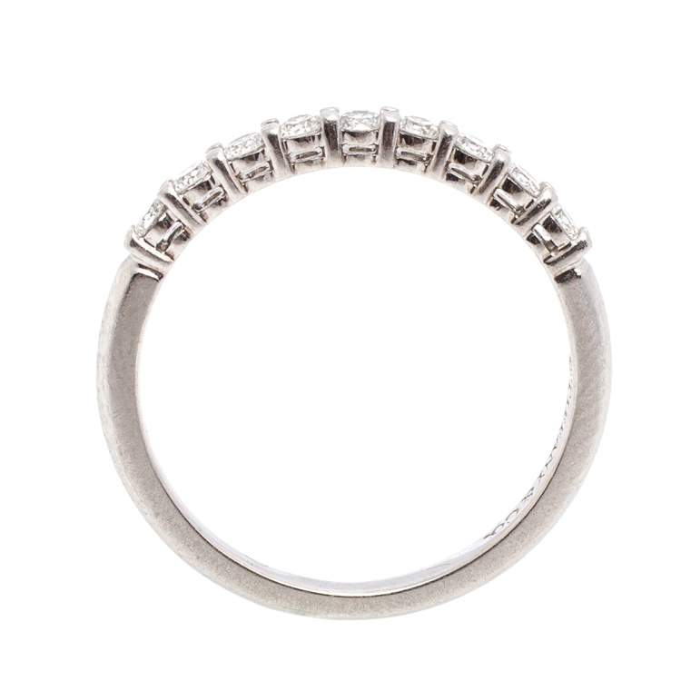 Pre Owned Tiffany & Co. Diamond Platinum Half Eternity Band Ring Size 51