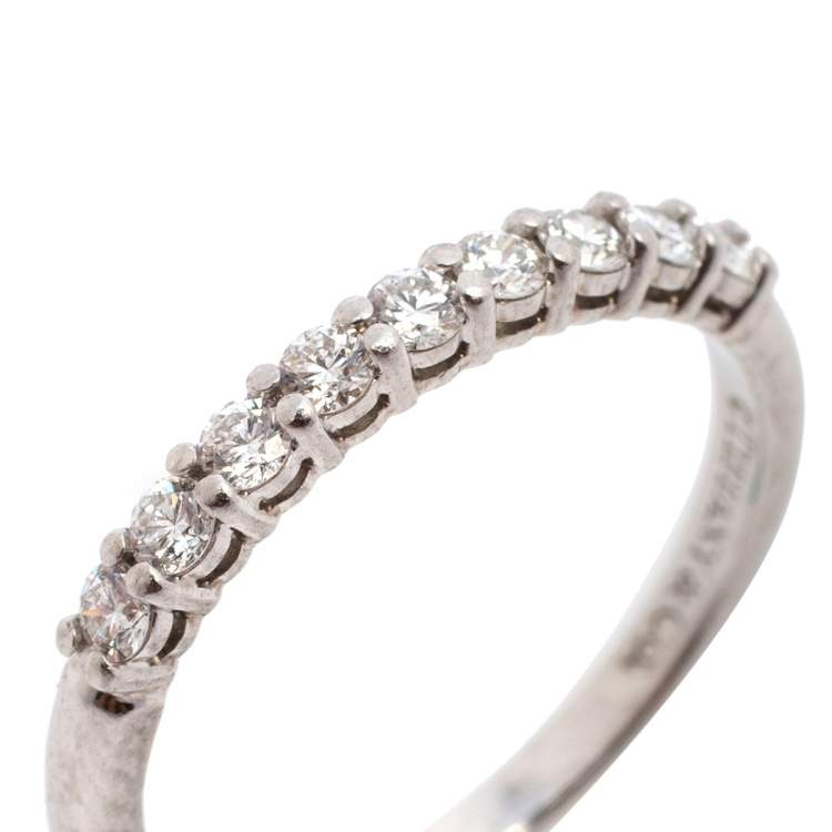 Pre Owned Tiffany & Co. Diamond Platinum Half Eternity Band Ring Size 51