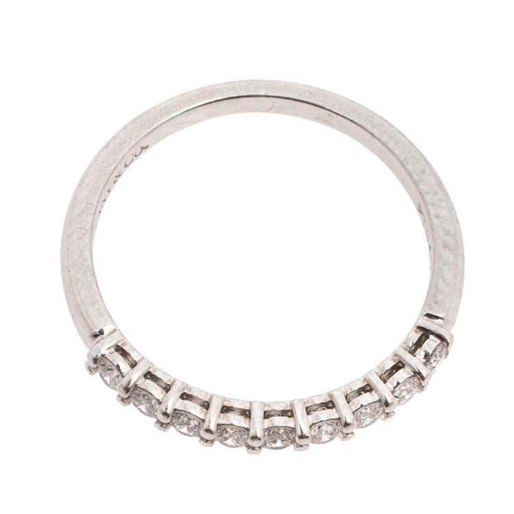 Pre Owned Tiffany & Co. Diamond Platinum Half Eternity Band Ring Size 51