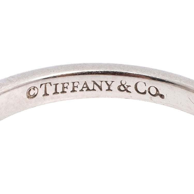 Pre Owned Tiffany & Co. Diamond Platinum Half Eternity Band Ring Size 51