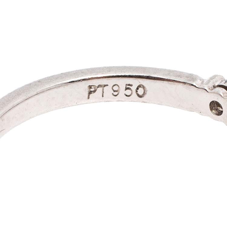 Pre Owned Tiffany & Co. Diamond Platinum Half Eternity Band Ring Size 51