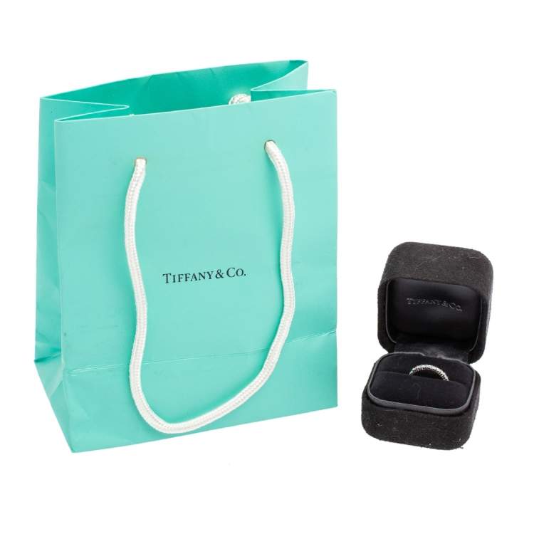 Pre Owned Tiffany & Co. Diamond Platinum Half Eternity Band Ring Size 51