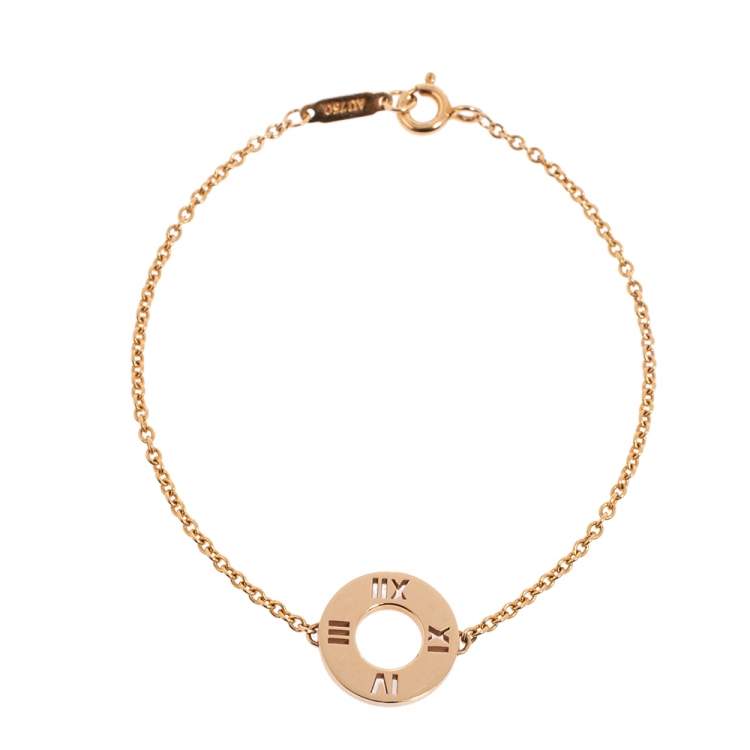 Pre Owned Tiffany & Co. Atlas Pierced 18K Rose Gold Diamond Bracelet