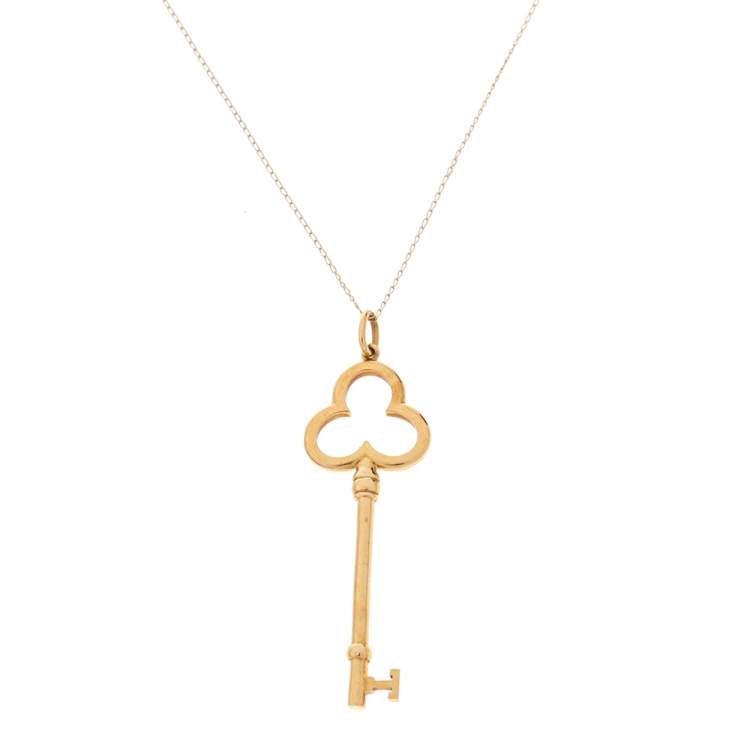 Pre Owned Tiffany & Co. Trefoil Key 18K Yellow Gold Pendant