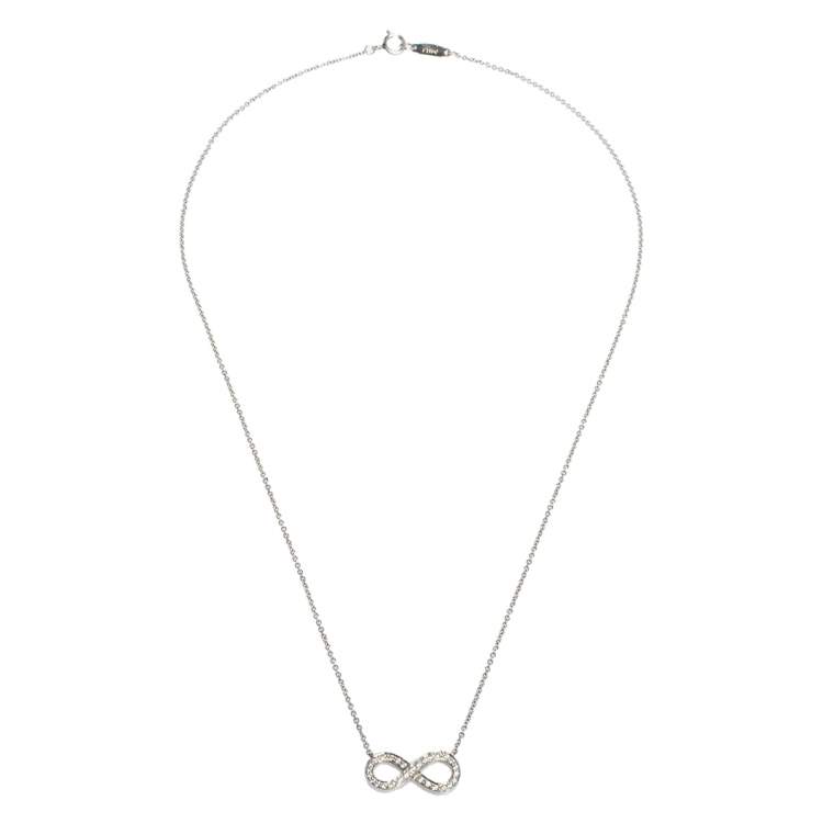 مملوكة مسبقًا Tiffany & Co. Infinity Diamond Platinum Pendant Necklace 