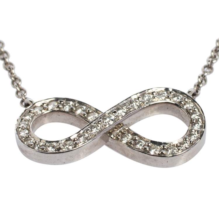 مملوكة مسبقًا Tiffany & Co. Infinity Diamond Platinum Pendant Necklace 