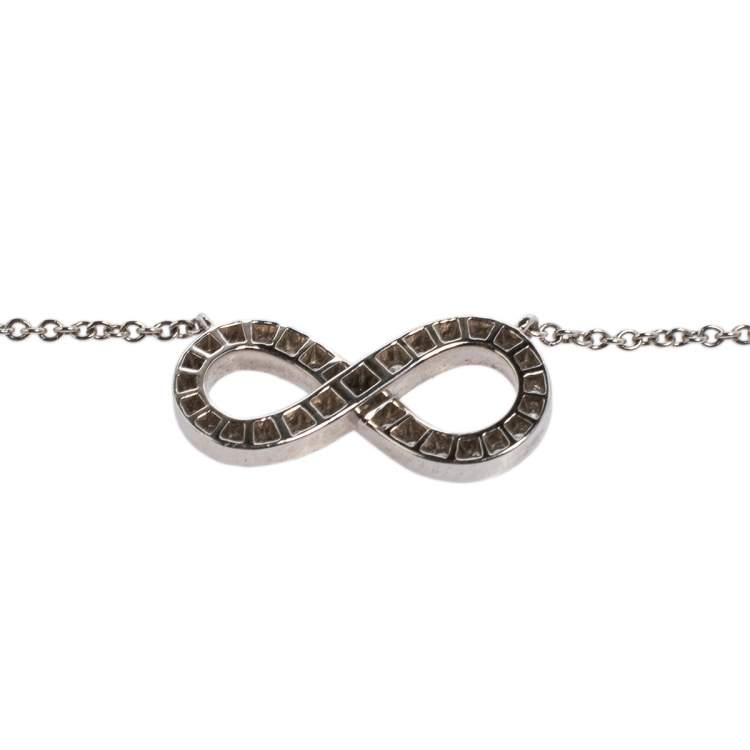 مملوكة مسبقًا Tiffany & Co. Infinity Diamond Platinum Pendant Necklace 