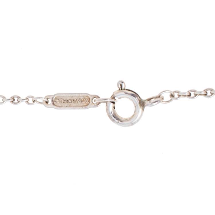 Pre Owned Tiffany & Co. Diamond Sterling Silver Daisy Key Pendant Necklace 