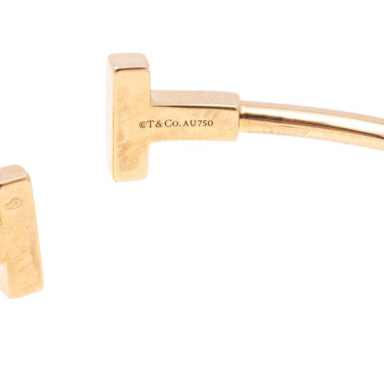 Pre Owned Tiffany & Co. Tiffany T Wire 18K Rose Gold Narrow Open Cuff Bracelet