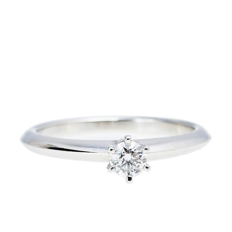 Pre Owned Tiffany & Co. Tiffany Setting Solitaire Diamond Platinum Engagement Ring 51