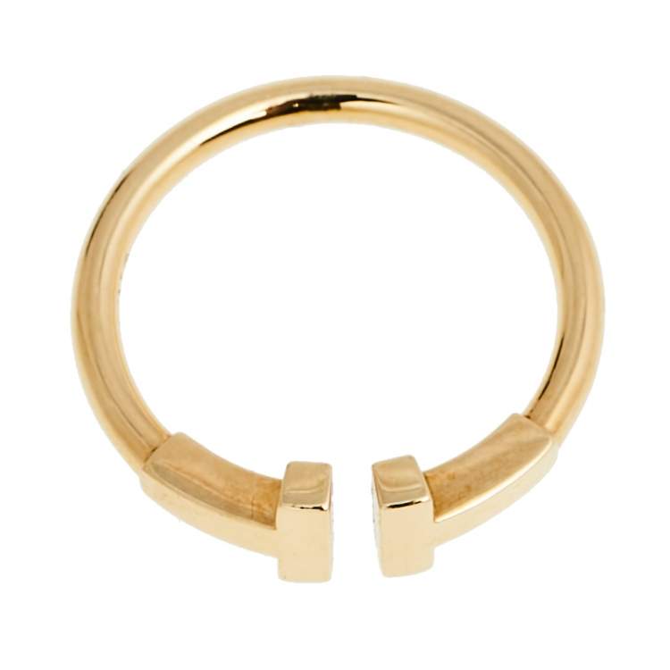 Pre Owned Tiffany & Co. T Wire 18K Yellow Gold Band Ring 49