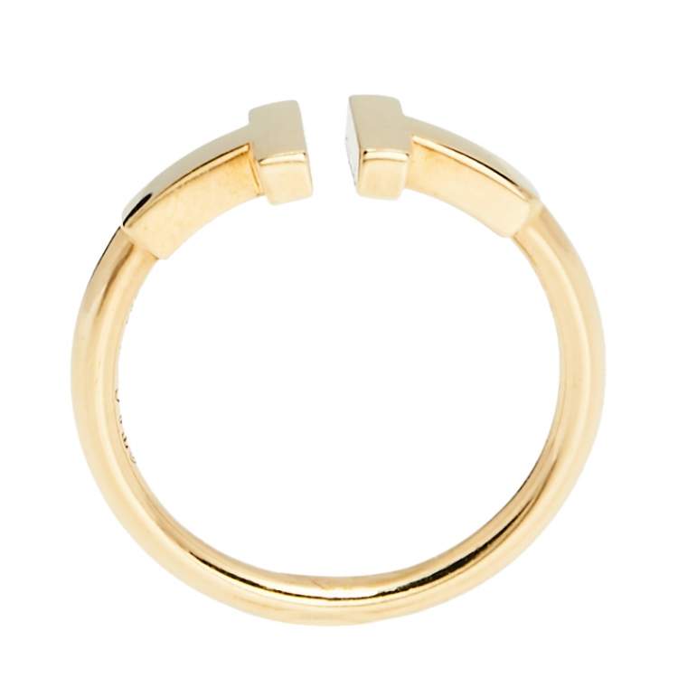 Pre Owned Tiffany & Co. T Wire 18K Yellow Gold Band Ring 49