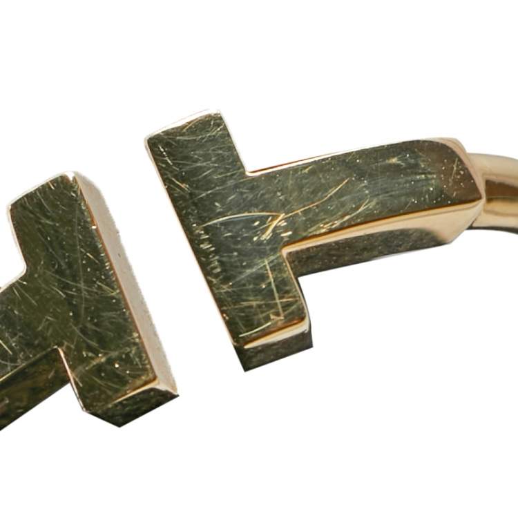 Pre Owned Tiffany & Co. T Wire 18K Yellow Gold Band Ring 49