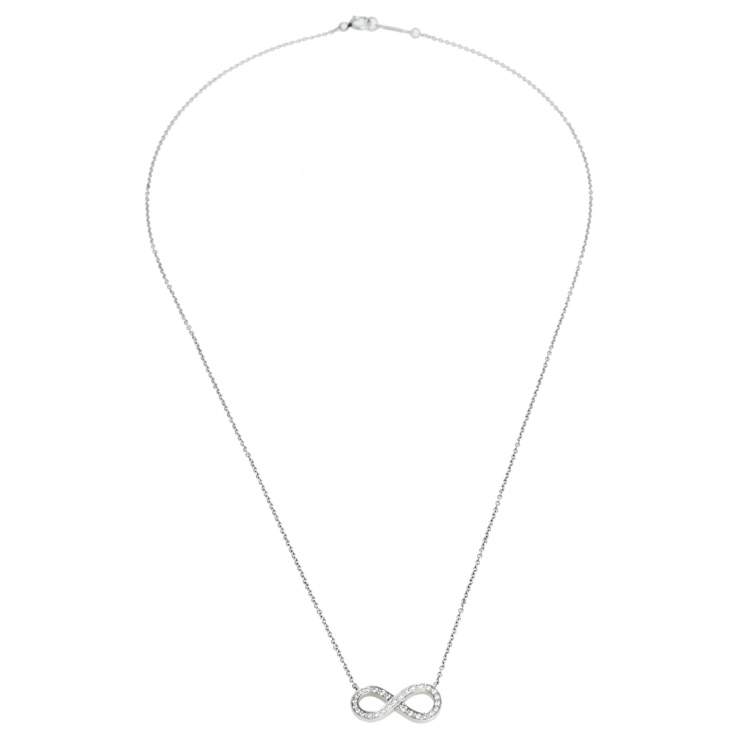 Pre Owned Tiffany & Co. Infinity Diamond Platinum Pendant Necklace