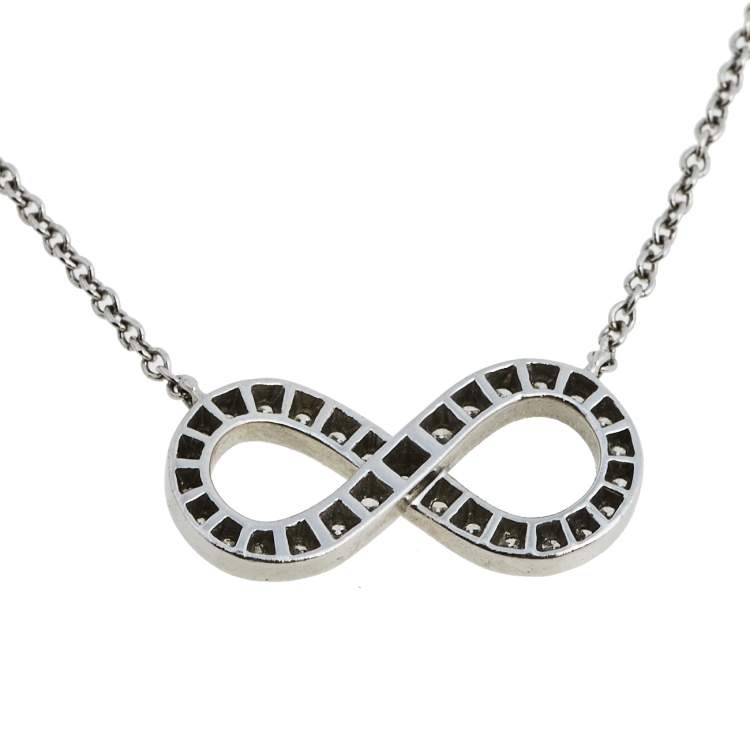 Pre Owned Tiffany & Co. Infinity Diamond Platinum Pendant Necklace
