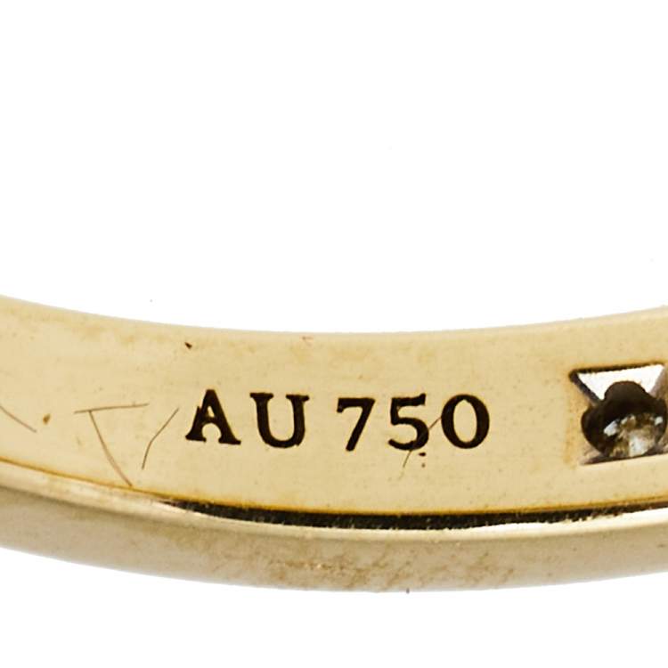 Pre Owned Tiffany & Co. Diamond 18K Yellow Gold Half Eternity Wedding Band Ring 50