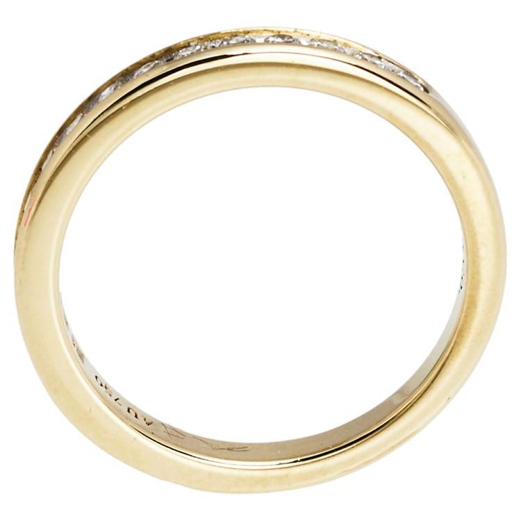 Pre Owned Tiffany & Co. Diamond 18K Yellow Gold Half Eternity Wedding Band Ring 50