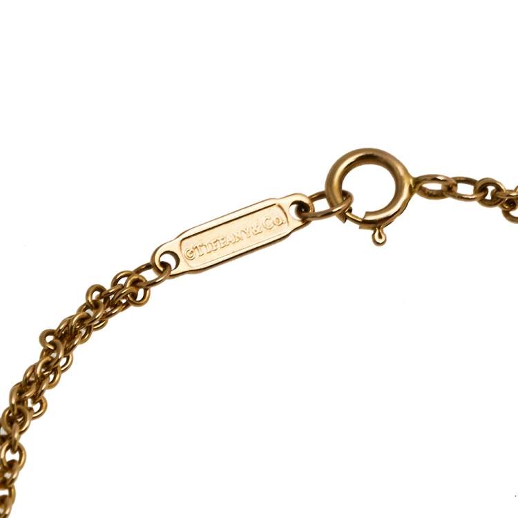 Pre Owned Tiffany & Co. Tiffany Key and Heart Tag 18K Rose Gold Charm Bracelet SM