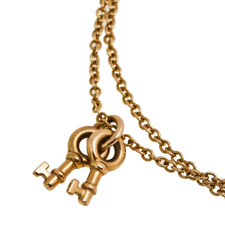 Pre Owned Tiffany & Co. Tiffany Key and Heart Tag 18K Rose Gold Charm Bracelet SM