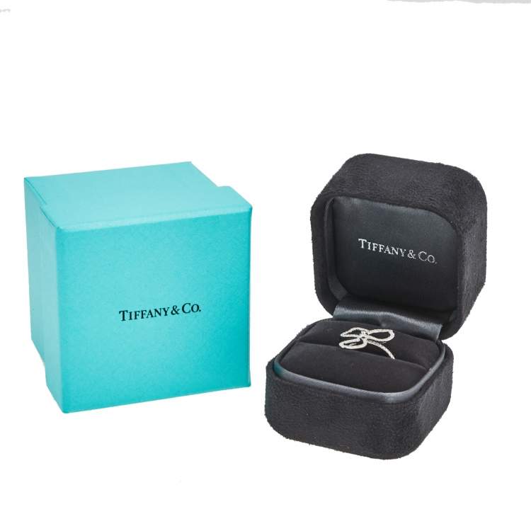 Pre Owned Tiffany & Co. Tiffany Paper Flowers Diamond Open Flower Platinum Ring 52 