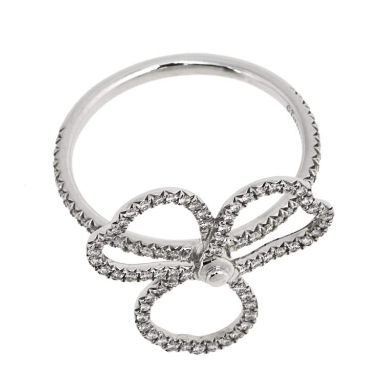 Pre Owned Tiffany & Co. Tiffany Paper Flowers Diamond Open Flower Platinum Ring 52 