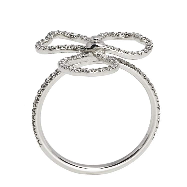 Pre Owned Tiffany & Co. Tiffany Paper Flowers Diamond Open Flower Platinum Ring 52 