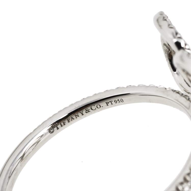 Pre Owned Tiffany & Co. Tiffany Paper Flowers Diamond Open Flower Platinum Ring 52 