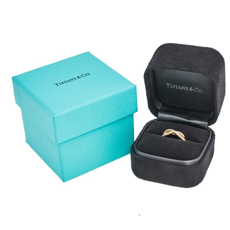 Pre Owned Tiffany & Co. Infinity Diamond 18k Rose Gold Ring 53