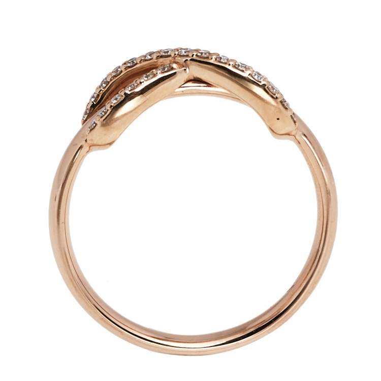 Pre Owned Tiffany & Co. Infinity Diamond 18k Rose Gold Ring 53