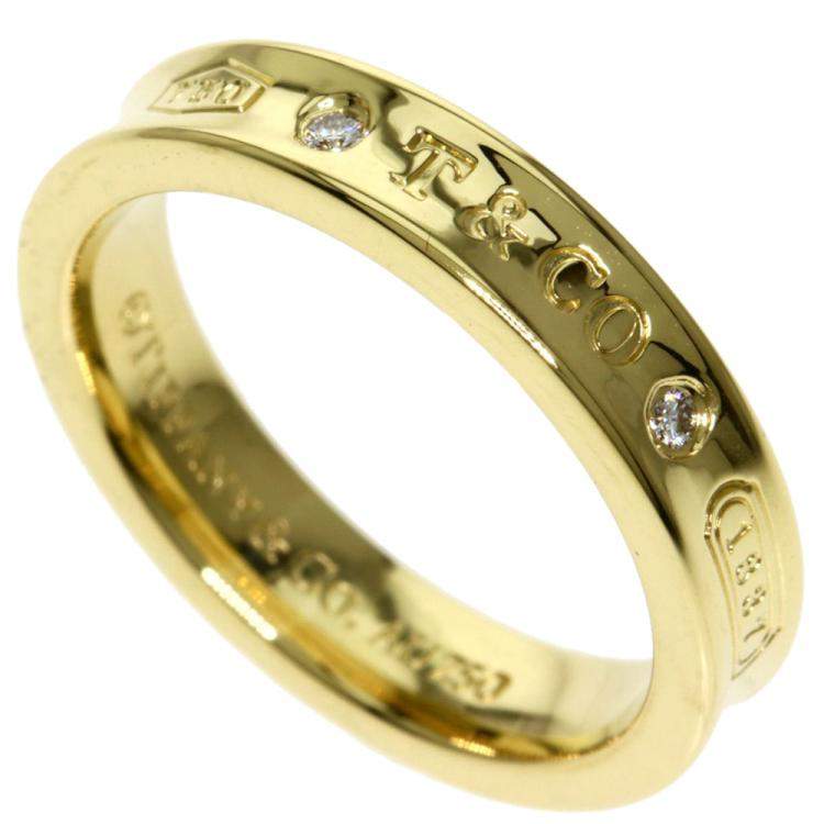 Pre Owned Tiffany & Co. 1837 18K Yellow Gold Diamond Ring EU 52