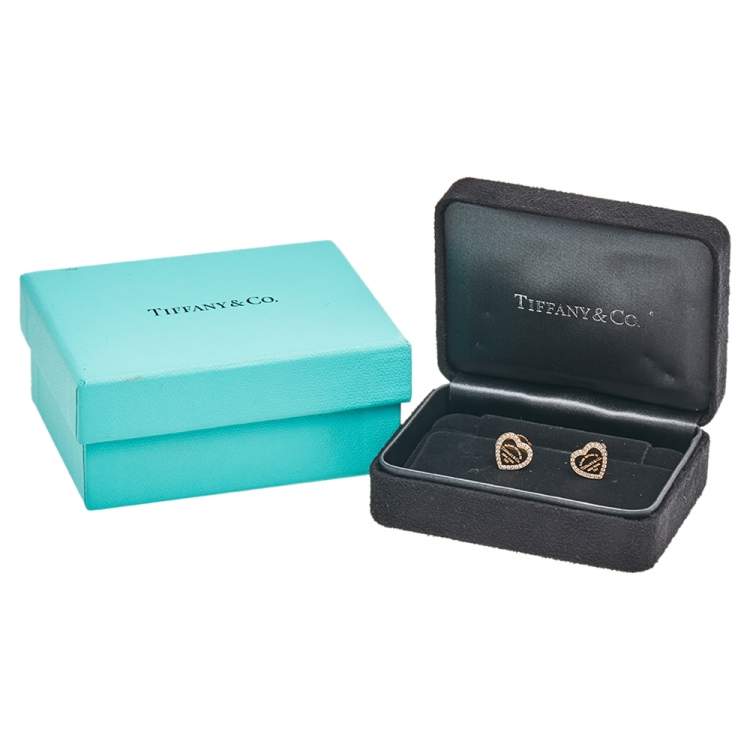 مملوكة مسبقًا Tiffany & Co. Heart Tag Diamond 18K Rose Gold Stud Earrings