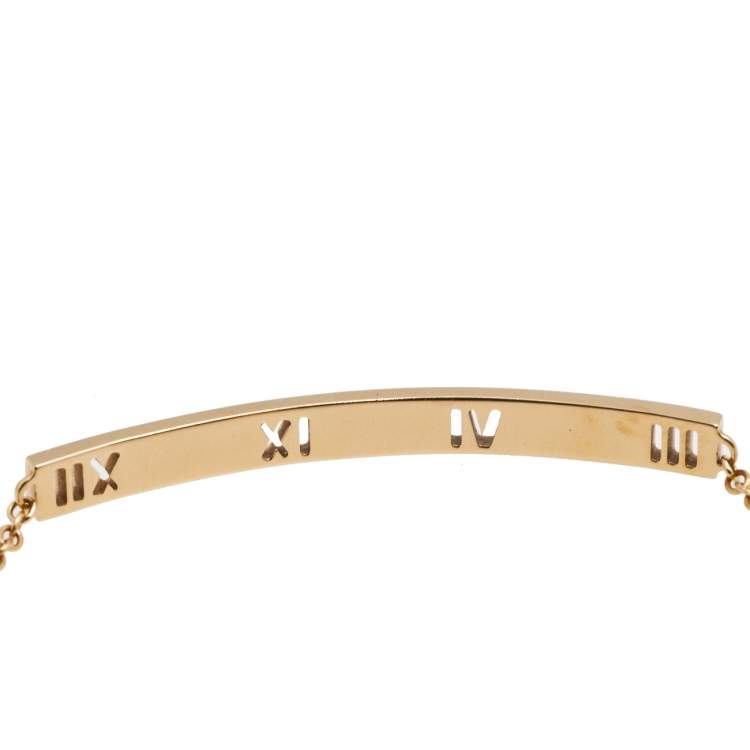 Pre Owned  Tiffany & Co. Pierced Atlas Bar Diamond 18K Yellow Gold Bracelet