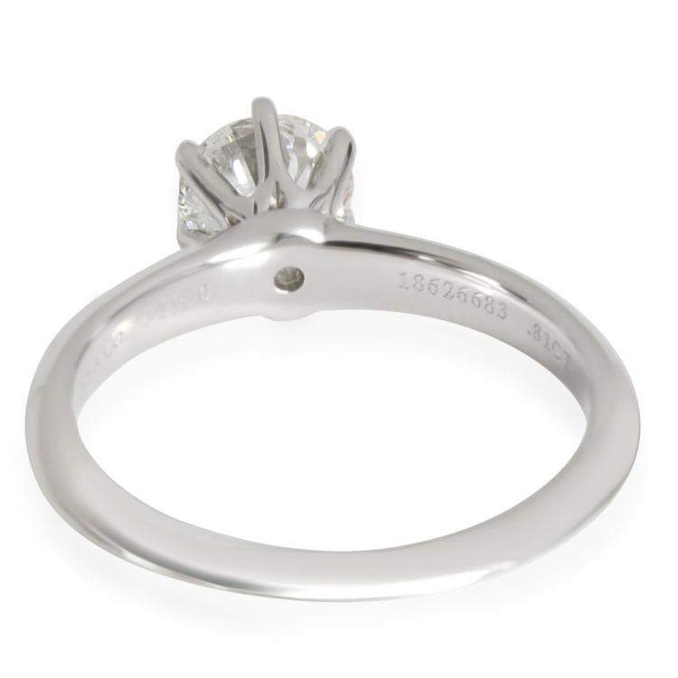 Pre Owned Tiffany & Co. Solitaire Engagement Platinum Diamond Ring EU 52