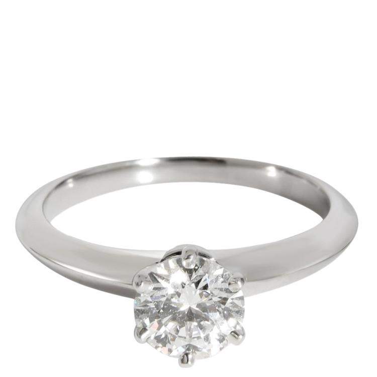 Pre Owned Tiffany & Co. Solitaire Engagement Platinum Diamond Ring EU 52