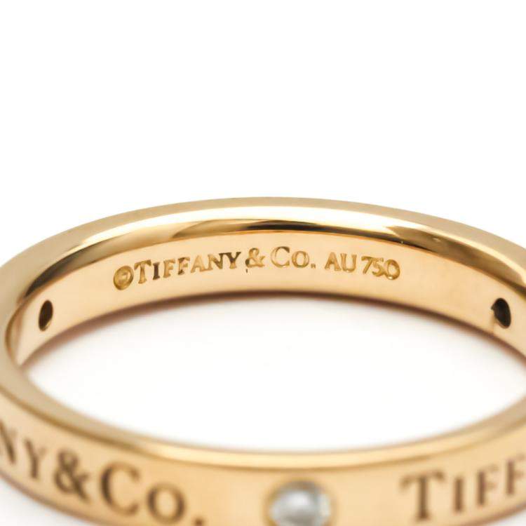 Pre Owned Tiffany & Co. Flat Band 18K Rose Gold Diamond Ring EU 53