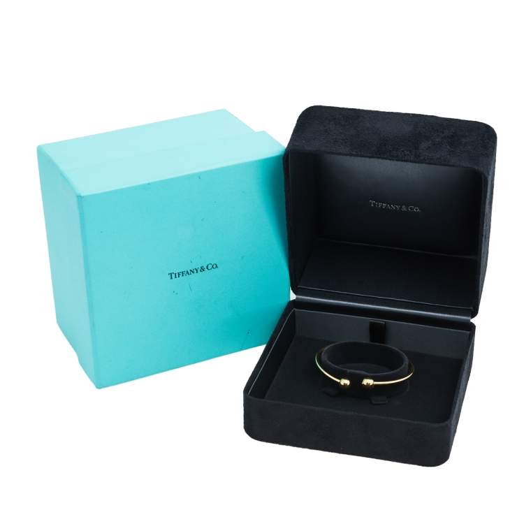 Pre Owned Tiffany & Co. HardWear Ball Wire 18K Yellow Gold Open Cuff Bracelet  