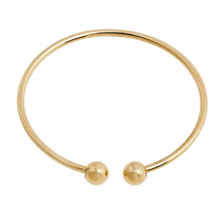 Pre Owned Tiffany & Co. HardWear Ball Wire 18K Yellow Gold Open Cuff Bracelet  