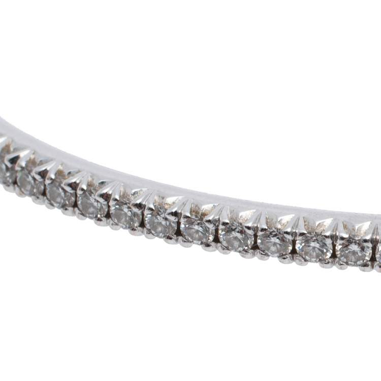 Pre Owned  Tiffany & Co. Tiffany Metro Diamond 18k White Gold Hinged Bangle Bracelet 