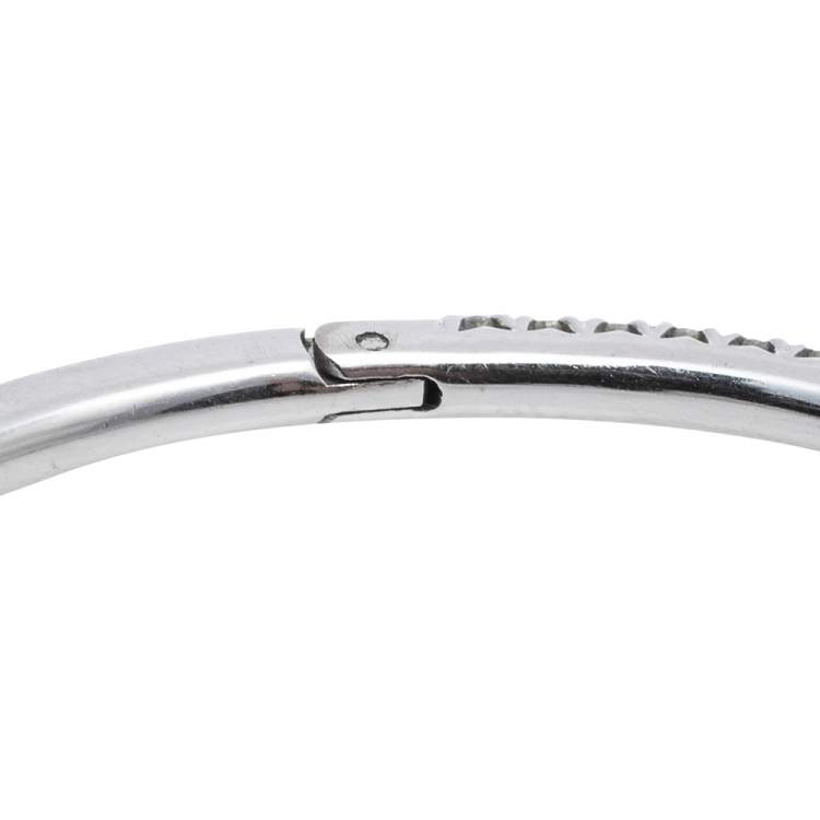 Pre Owned  Tiffany & Co. Tiffany Metro Diamond 18k White Gold Hinged Bangle Bracelet 