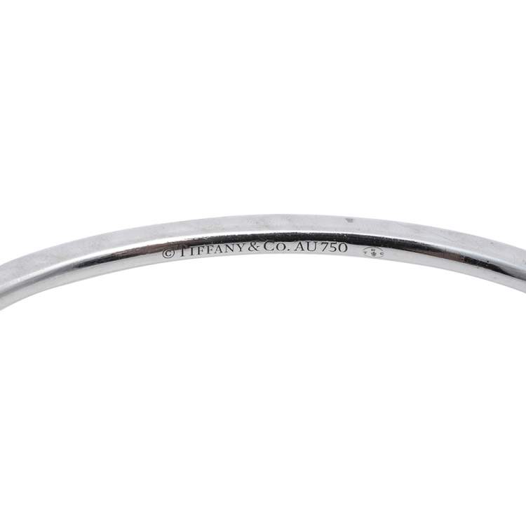 Pre Owned  Tiffany & Co. Tiffany Metro Diamond 18k White Gold Hinged Bangle Bracelet 