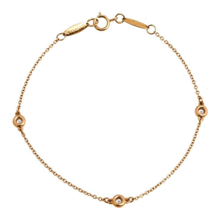 Pre Owned Tiffany & Co. Elsa Peretti Diamonds by The Yard Collection 18K Rose Gold Bracelet