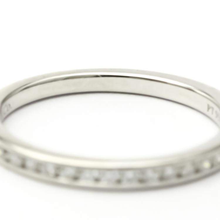 Pre Owned Tiffany & Co. Half Eternity Wedding Band Platinum Diamond Ring EU 52