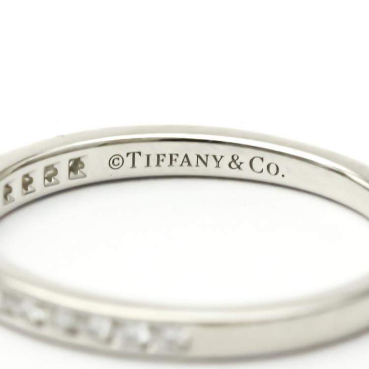 Pre Owned Tiffany & Co. Half Eternity Wedding Band Platinum Diamond Ring EU 52