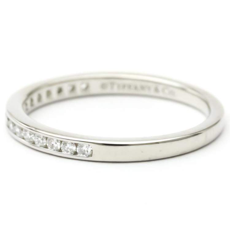Pre Owned Tiffany & Co. Half Eternity Wedding Band Platinum Diamond Ring EU 52
