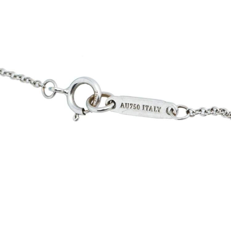 Pre Owned Tiffany & Co. Atlas Diamond 18k White Gold Open Bar Pendant Necklace