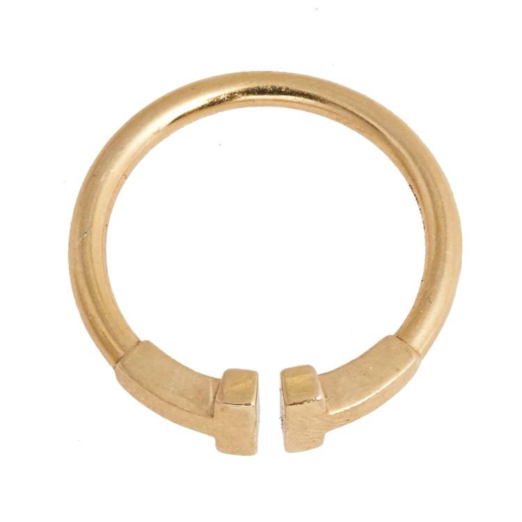 Pre Owned Tiffany & Co. T Wire 18K Rose Gold Open band Ring Size 49
