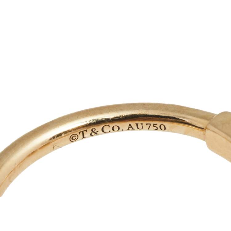 Pre Owned Tiffany & Co. T Wire 18K Rose Gold Open band Ring Size 49