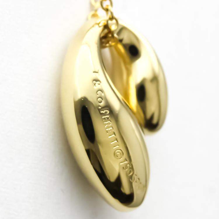 Pre Owned Tiffany & Co. Double Teardrop 18K Yellow Gold Necklace
