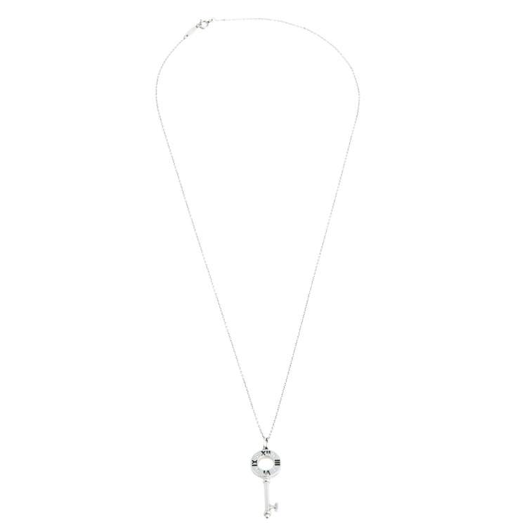 Pre Owned Tiffany & Co. Atlas Diamond 18K White Gold Pendant