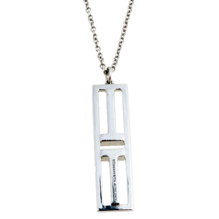 Pre Owned Tiffany & Co.Tiffany T Open Vertical Diamond Bar Pendant Necklace